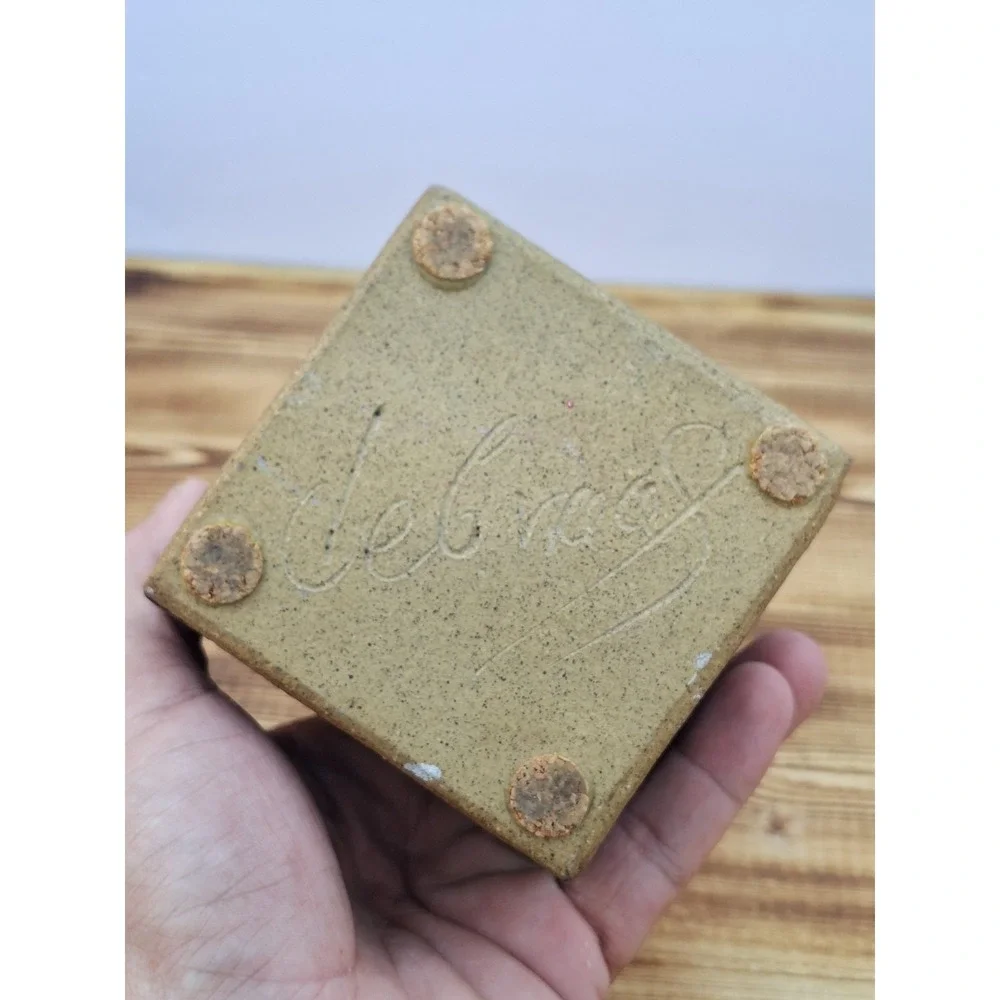 Pen Pencil Holder Earthen Tone‎ ware 4 Slot Tired Hand-crafted Artisan Glaze Vtg